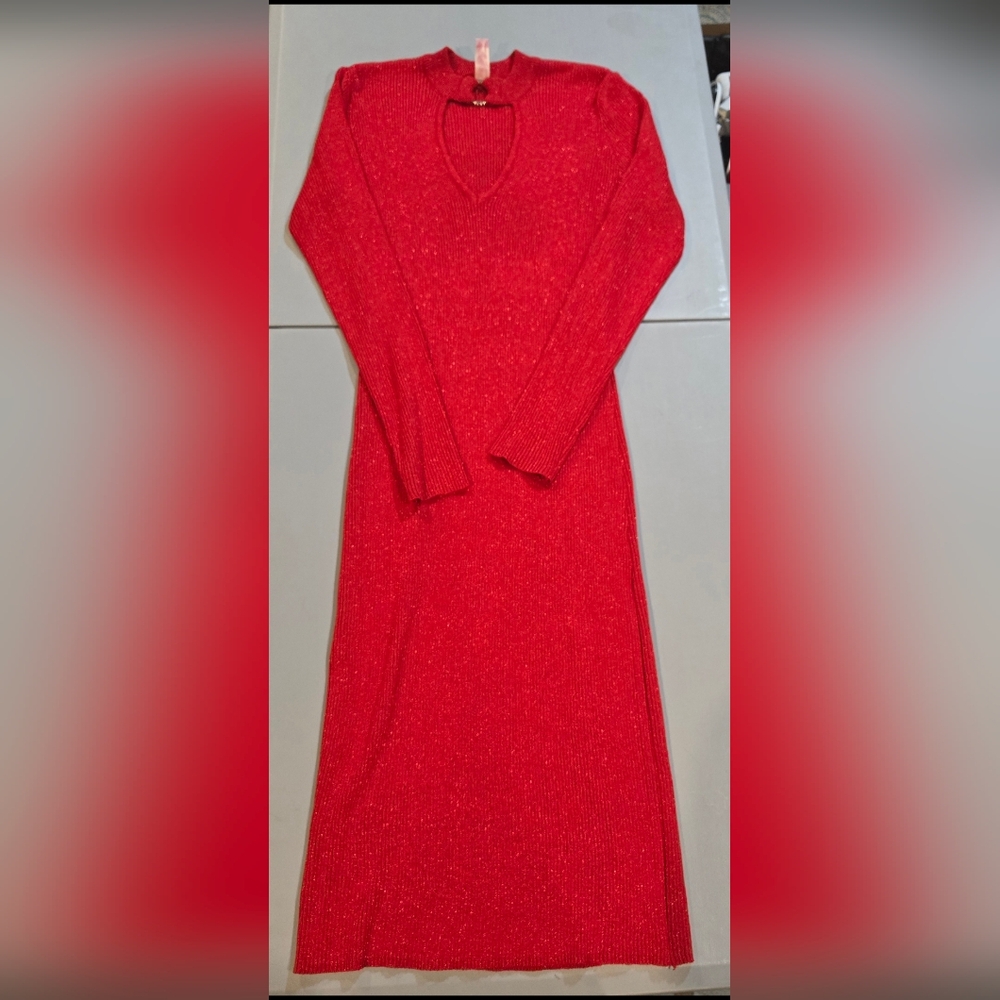 No Boundaries Red Long Sleeve Dress 3c33